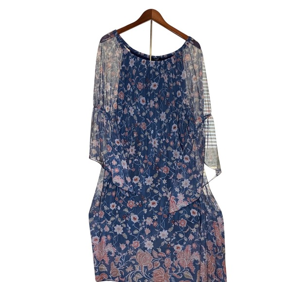 Tiffany & Grey 3X Dress Black Floral Swing Knee Length Plus Size - Picture 4 of 7